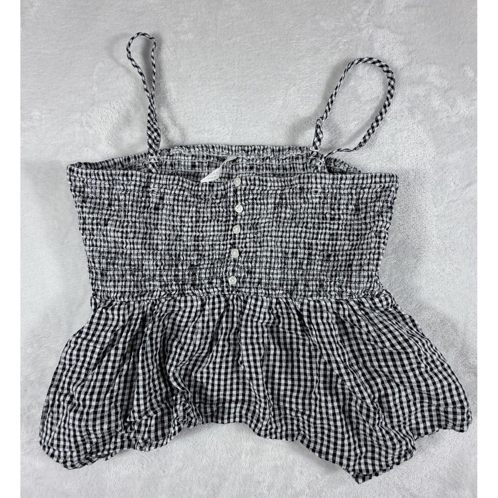 American Eagle Juniors' Sz M Black White Gingham Print Cami Tank Top - Picture 1 of 5